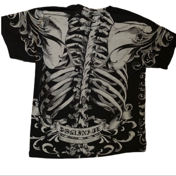 Converse Scull Bones Tattoo Print Black Graphic T-Shirt unisex - Picture 4 of 16